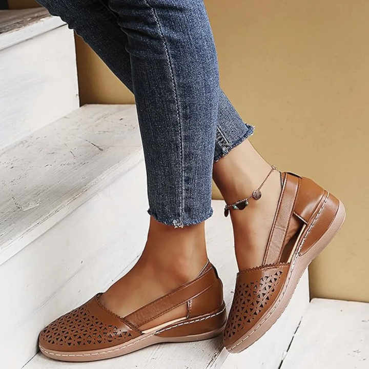 Damen Perforierte Flache Schuhe | Sommer