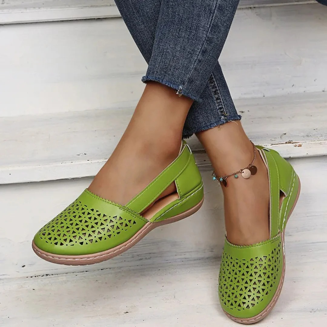 Damen Perforierte Flache Schuhe | Sommer