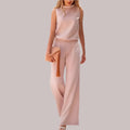 Damen Zweiteiler Elegant – Luftiges Outfit mit ärmellosem Oberteil und weiter Hose