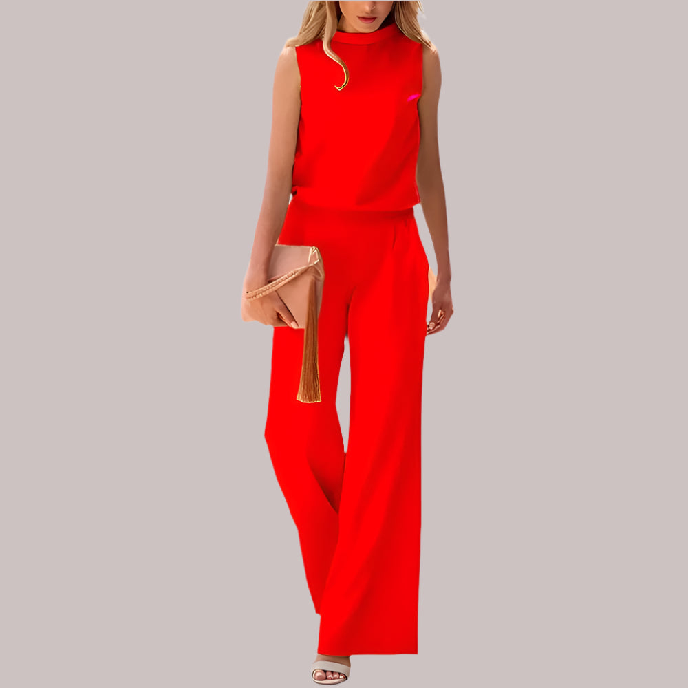 Damen Zweiteiler Elegant – Luftiges Outfit mit ärmellosem Oberteil und weiter Hose