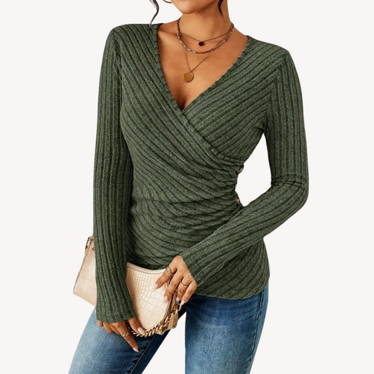 V-Ausschnitt Rippenshirt | Oberteile für Damen in Freizeit und Alltag