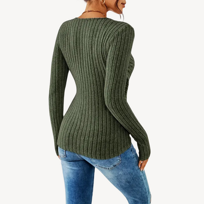 V-Ausschnitt Rippenshirt | Oberteile für Damen in Freizeit und Alltag