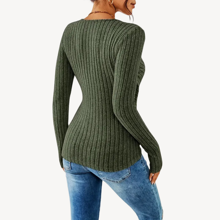 V-Ausschnitt Rippenshirt | Oberteile für Damen in Freizeit und Alltag