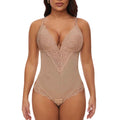 V-förmiger Shapewear-Bodysuit aus Spitze – Atmungsaktiv, Leicht, Verstellbare Träger, Doppellagige Cups, Nahtloser Look