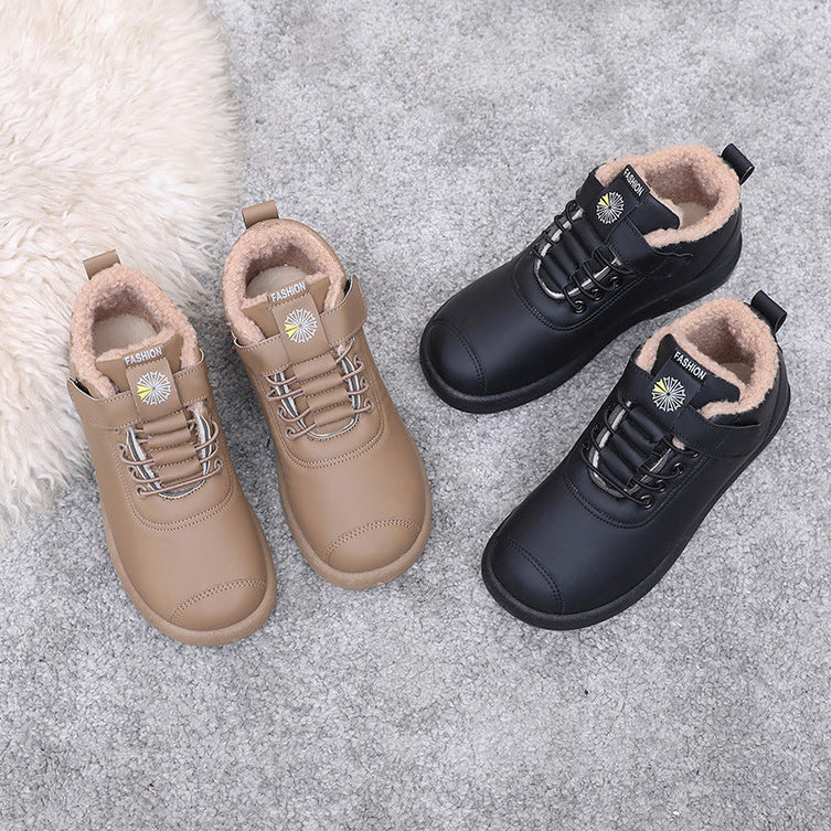 Winter-Sneaker-Stiefel für Frauen – Schnürschuhe mit niedrigem Schaft, weichem Futter und rutschfester Sohle