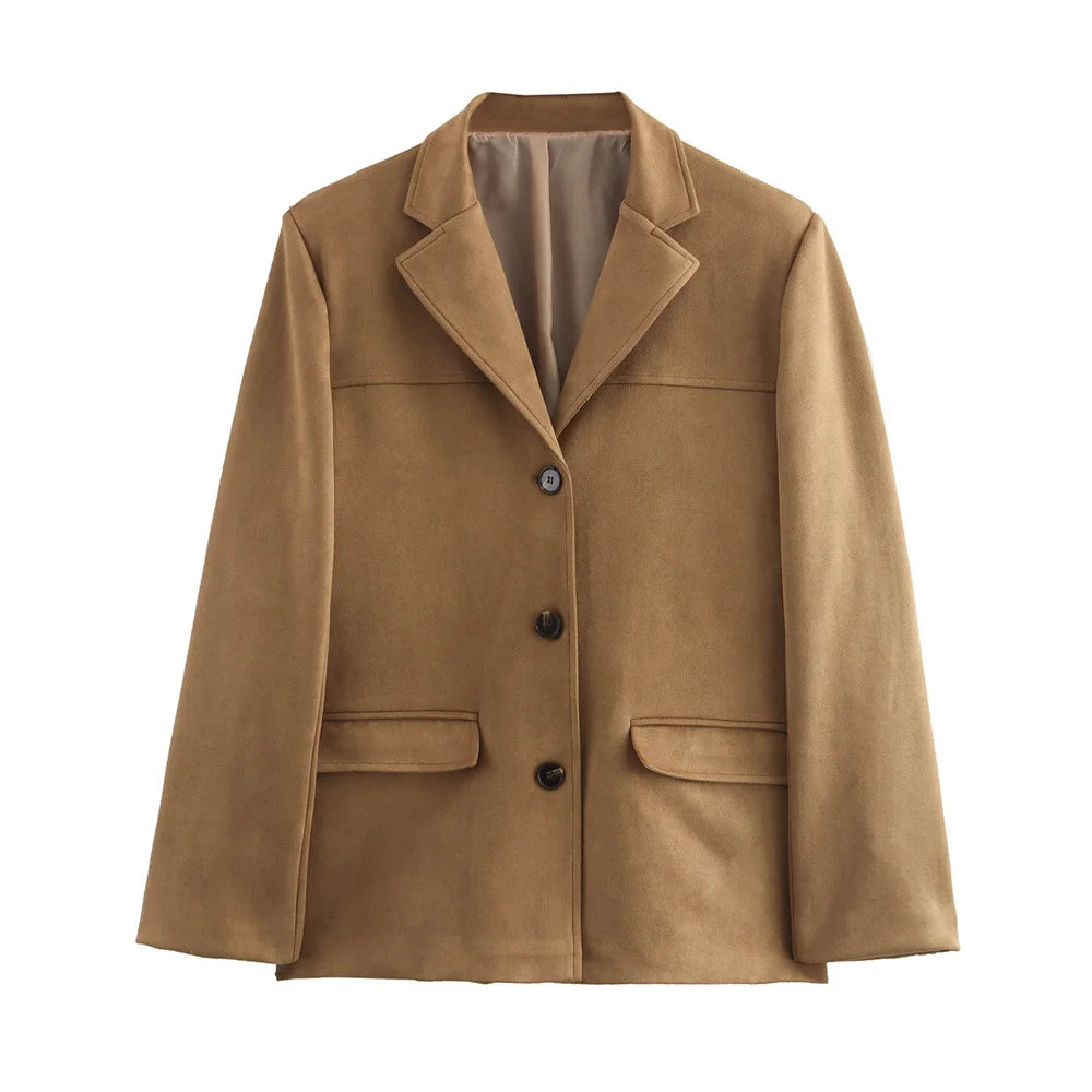 Vintage-Wildlederjacke für Damen in Braun – Übergangsjacke für Herbst und Winter 0