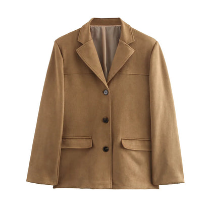 Vintage-Wildlederjacke für Damen in Braun – Übergangsjacke für Herbst und Winter 0