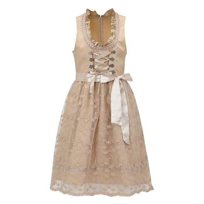 Vintage Apricot Dirndl mit Schürze – Oktoberfest | Klassischer Wiesn-Look in zarten Farben