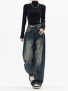 Vintage Baggy Damen Jeans mit hoher Taille und weitem Bein – lässig und bequem