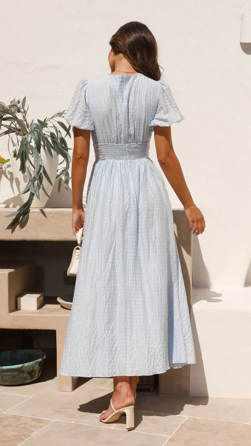 Damen Kurzarm Fließendes V-Ausschnitt Kleid | Maxi