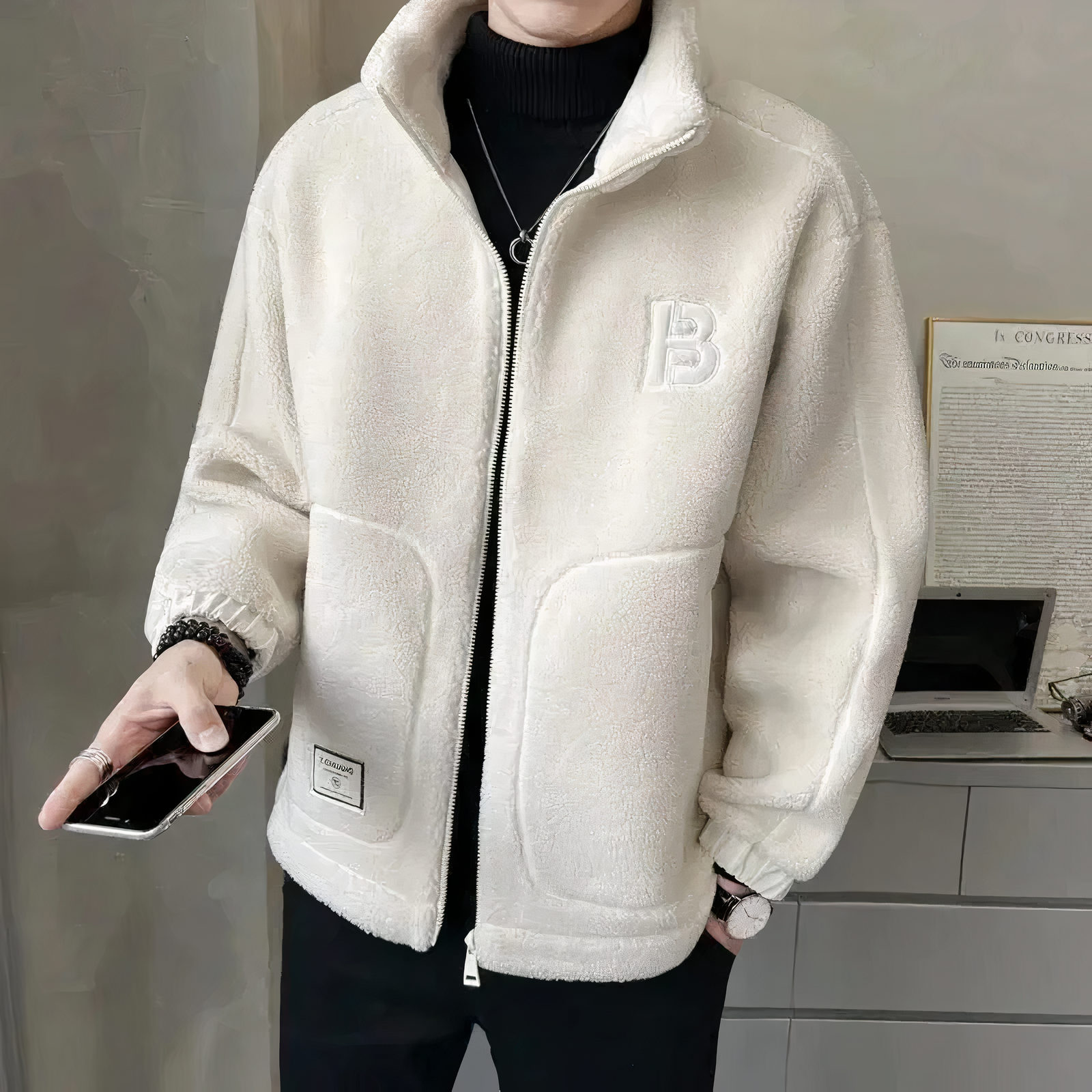 Warme jacke für Herren | Reißverschluss