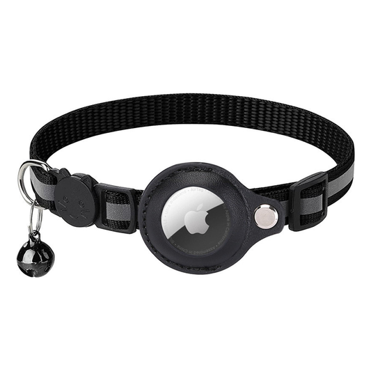 Wasserdichtes Katzenhalsband mit reflektierenden Streifen und verstellbarem AirTag-Halter, sicher und robust