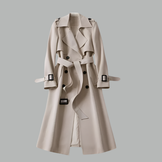 Wasserfester Trenchcoat für Damen mit Gürtel und Knöpfen – Klassisches Design, ideal für Wind und Regen