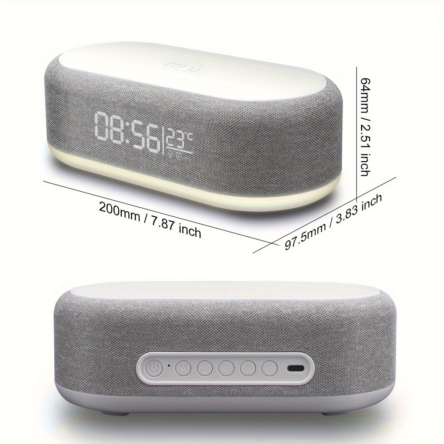 Wecker mit kabellosem Ladegerät und Nachtlicht 