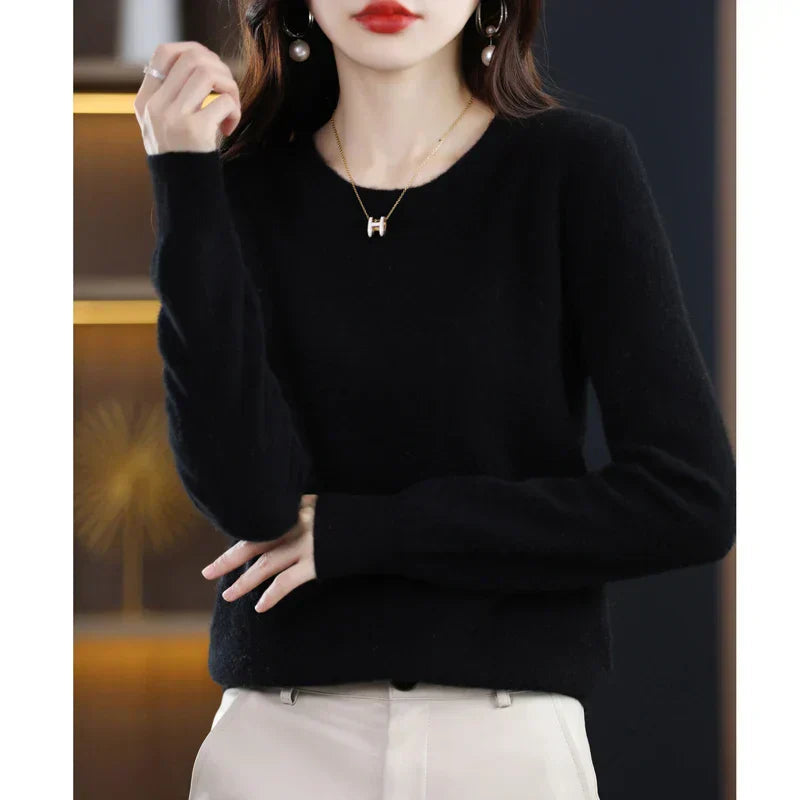 Weicher Strickpullover für Damen mit Rundhalsausschnitt | Weicher Strickstil