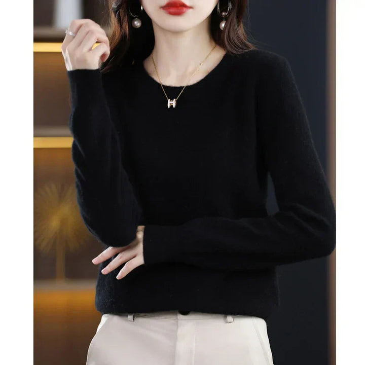Weicher Strickpullover für Damen mit Rundhalsausschnitt | Weicher Strickstil