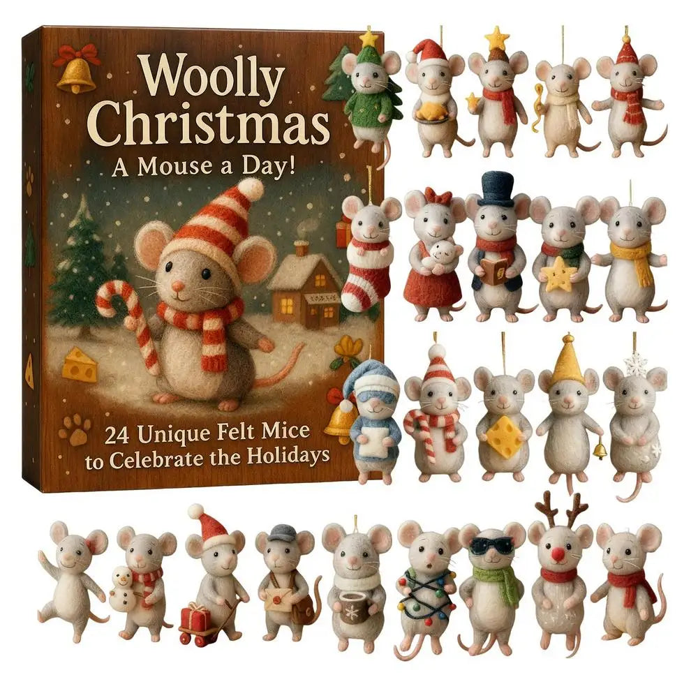 Weihnachts-Adventskalender 2025 mit Wollmäusen – 24-tägiges Set mit Filzmäusen und einer Überraschung 1