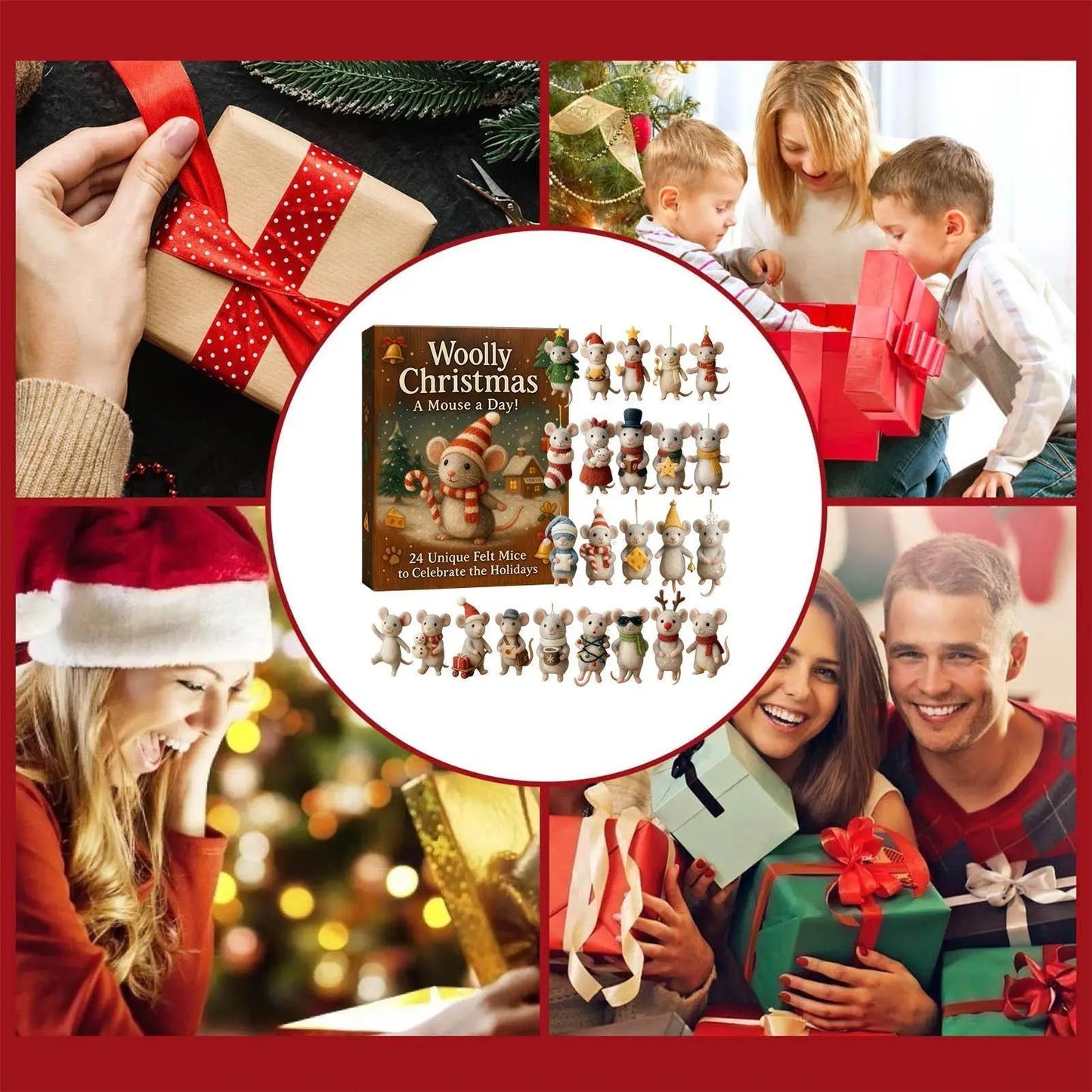 Weihnachts-Adventskalender 2025 mit Wollmäusen – 24-tägiges Set mit Filzmäusen und einer Überraschung 4