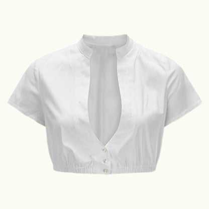 Weiße Kurzarm Dirndlbluse – Oktoberfest | Klassisches Trachtenoberteil für Damen