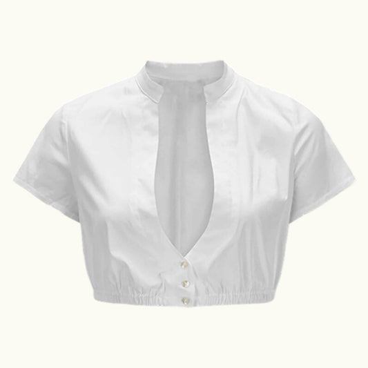 Weiße Kurzarm Dirndlbluse – Oktoberfest | Klassisches Trachtenoberteil für Damen
