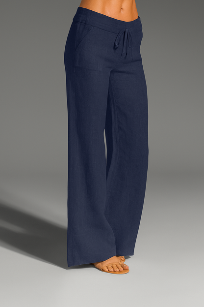 Weite Hose für Damen – Atmungsaktive Sommerhose mit elastischem Bund und Kordelzug – Ideal für lässige und schicke Outfits
