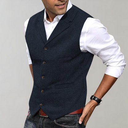 Gilet uomo senza maniche con scollo a V e bottoni | Strutturato