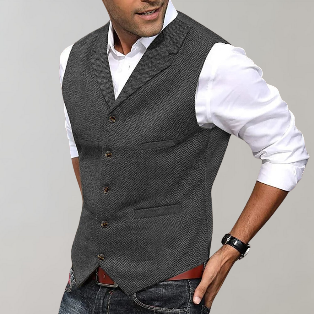 Gilet uomo senza maniche con scollo a V e bottoni | Strutturato
