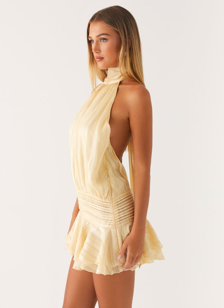 Damen Halterneck Minikleid Mit Fließender Passform Plissierten Details | Plisseedetail