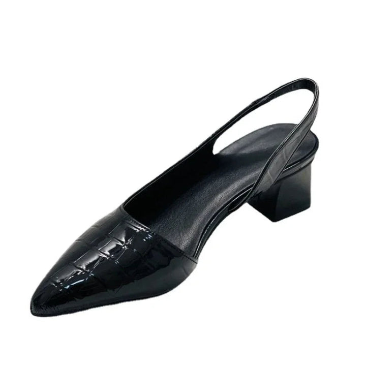 Damen Slingback Pumps mit Spitze | Blockabsatz