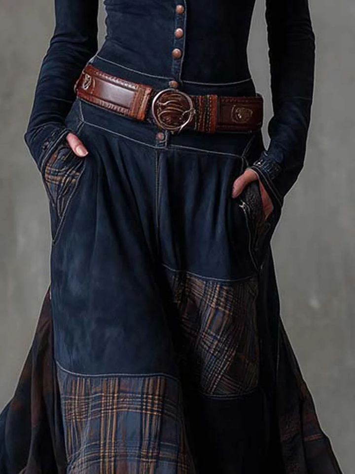 Elisa | Women's Suede Maxi Dress with Belt