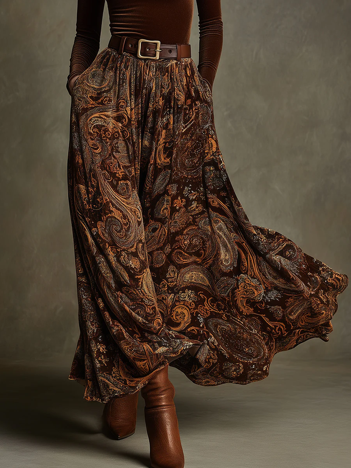 Marlowe | Women's Velvet Top and Paisley Maxi Skirt Set