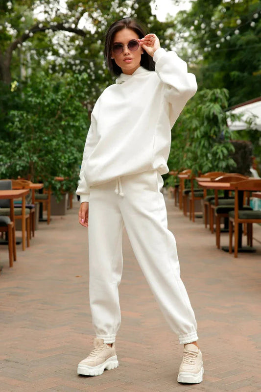Zweiteiliges Loungewear-Set für Damen – Lockere Passform – Weiche Stoffmischung – Gerippte Bündchen