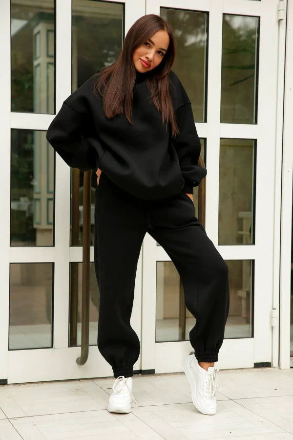 Zweiteiliges Loungewear-Set für Damen – Lockere Passform – Weiche Stoffmischung – Gerippte Bündchen