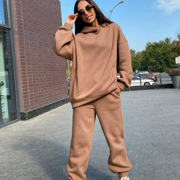 Zweiteiliges Loungewear-Set für Damen – Lockere Passform – Weiche Stoffmischung – Gerippte Bündchen