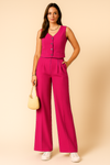 Zweiteiliges Set | Damenmode Sommer | V-Ausschnitt Top und Weite Hose