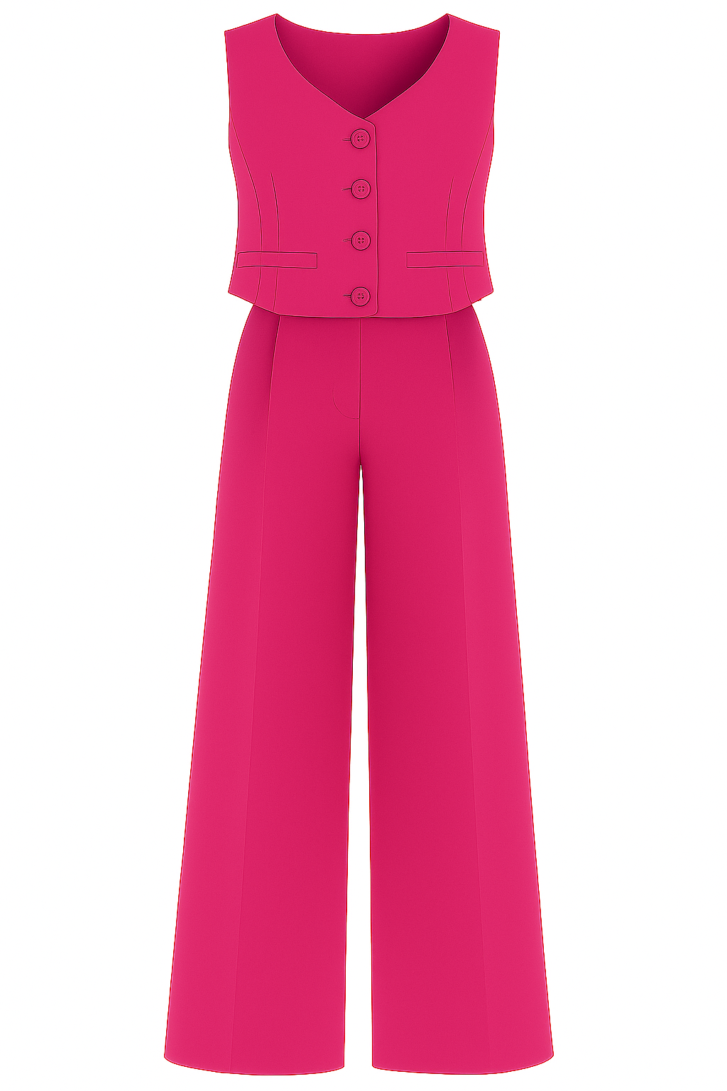 Zweiteiliges Set | Damenmode Sommer | V-Ausschnitt Top und Weite Hose