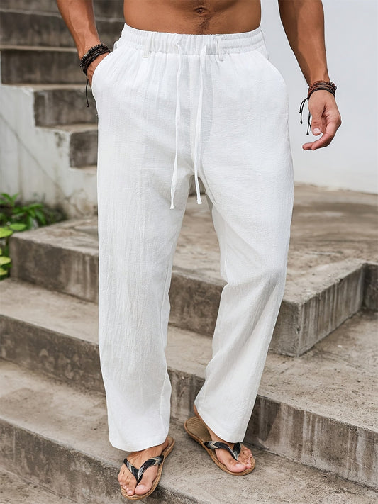 Herren Freizeithose | Relaxed Fit Hose | Gerades Bein und Kordelzug | Minimalistischer Alltagsstil