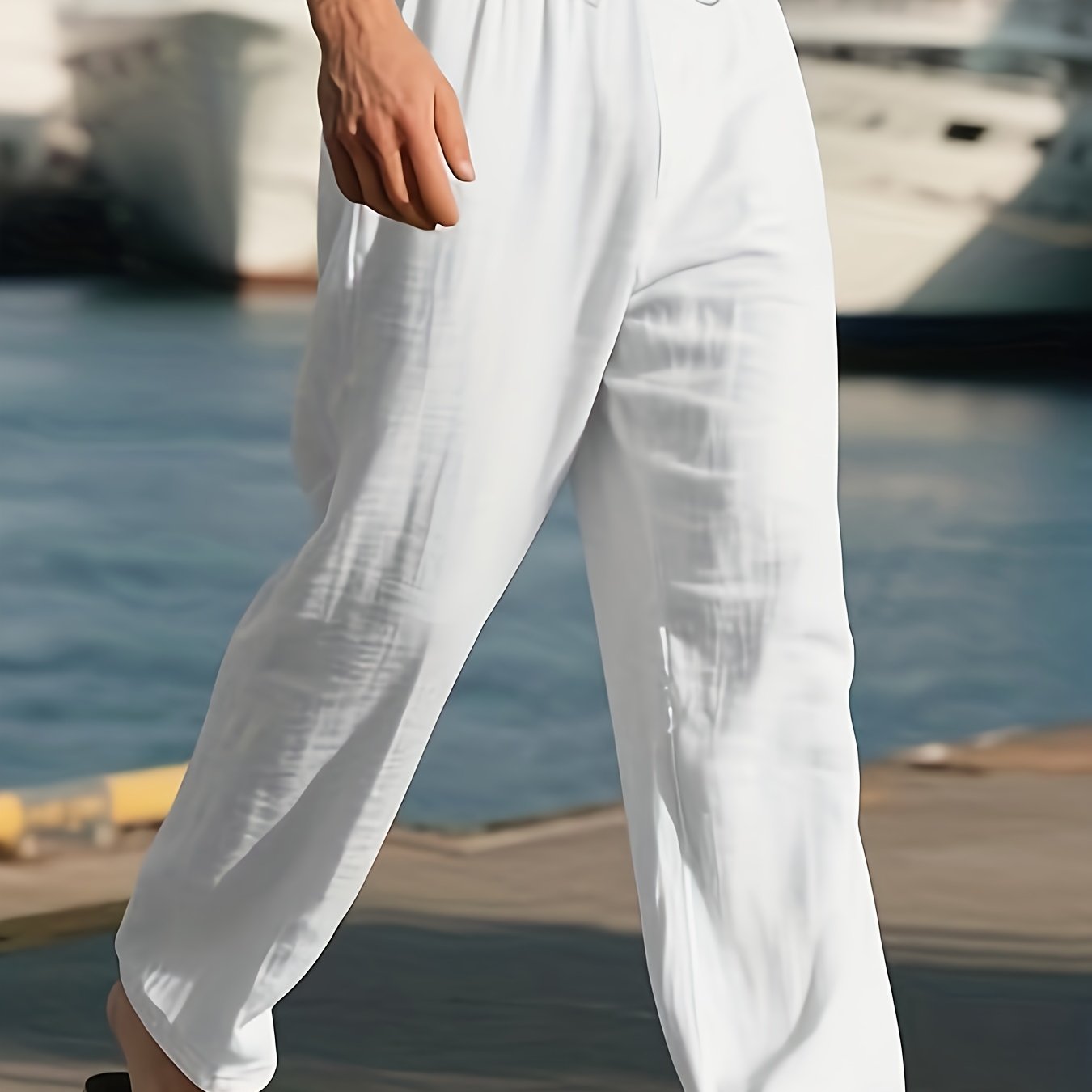 Herrenhose | Relaxed Fit Hose mit Geradem Bein | Kordelzugbund | Lässiger Sommerstil