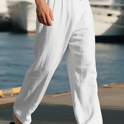 Herrenhose | Relaxed Fit Hose mit Geradem Bein | Kordelzugbund | Lässiger Sommerstil