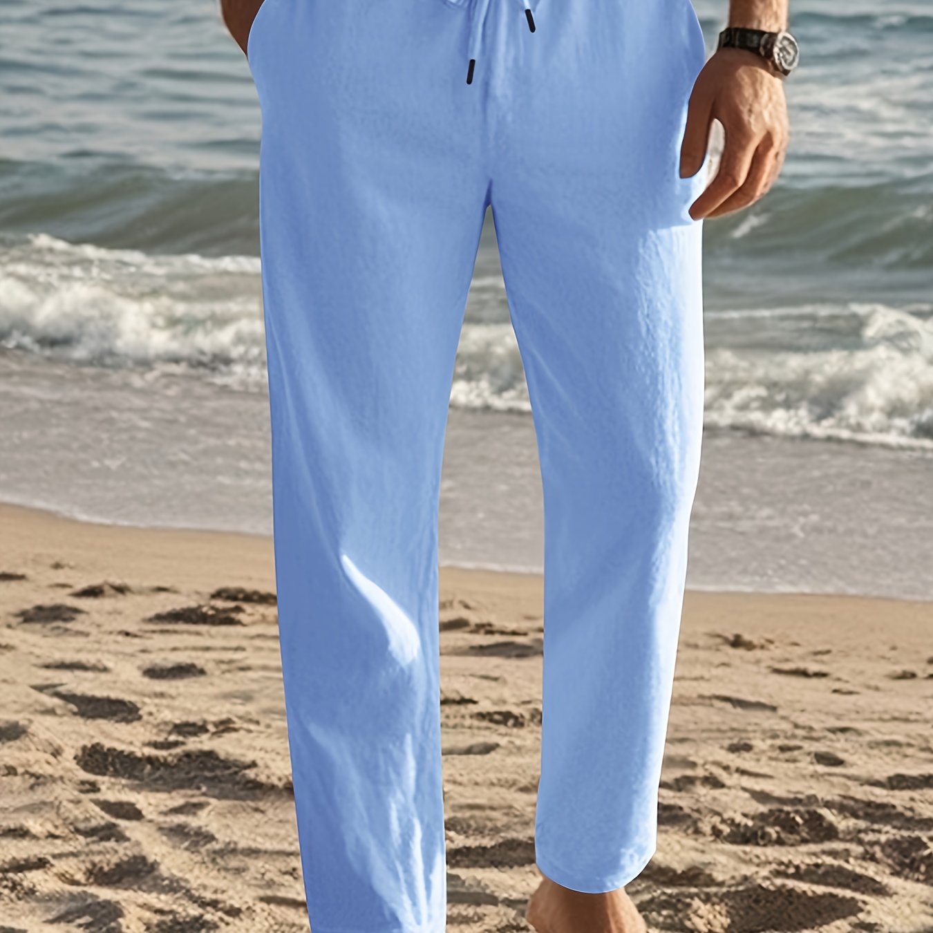 Pantaloni da uomo | Pantaloni Regular Fit con gamba dritta | Vita con coulisse | Stile estivo casual