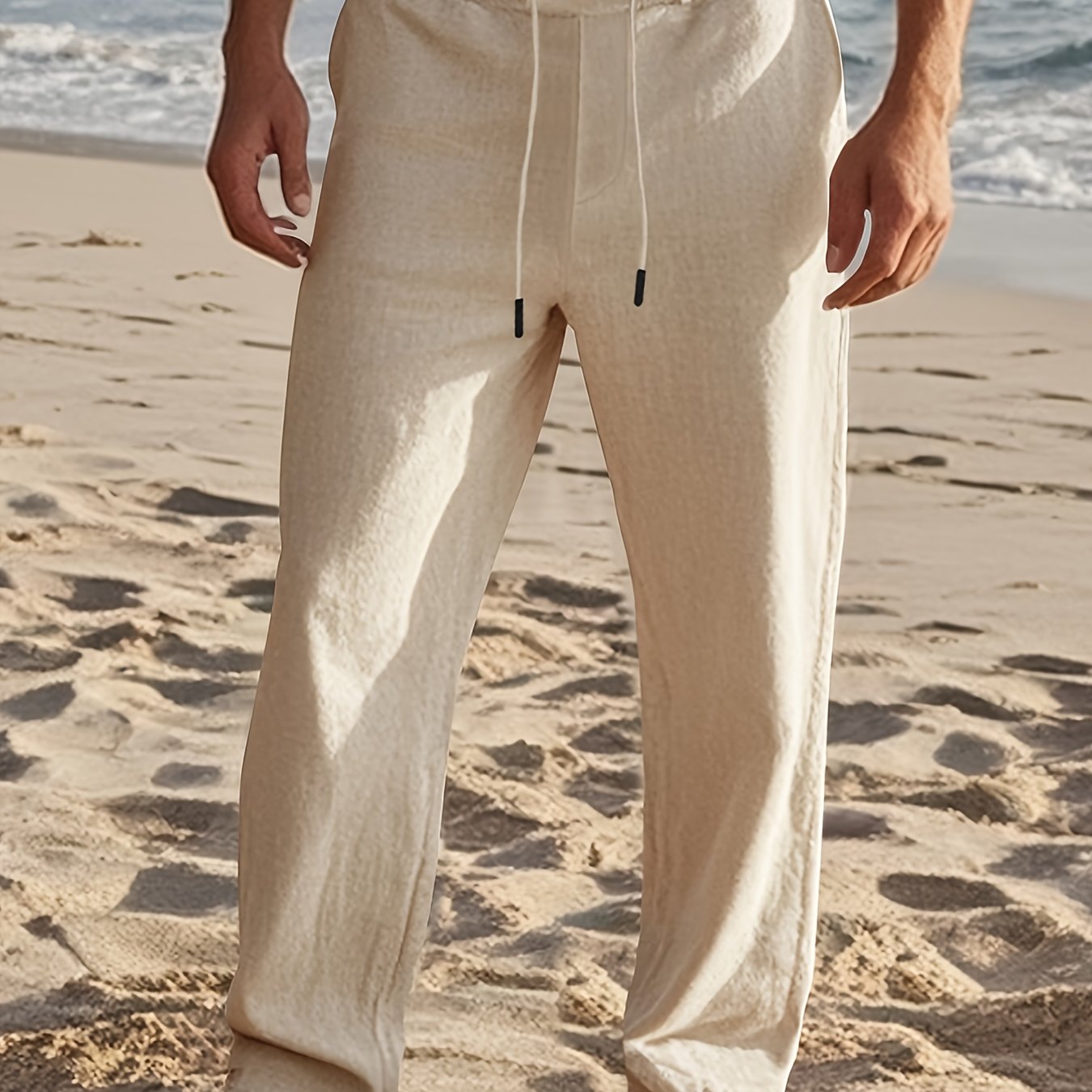 Pantaloni da uomo | Pantaloni Regular Fit con gamba dritta | Vita con coulisse | Stile estivo casual