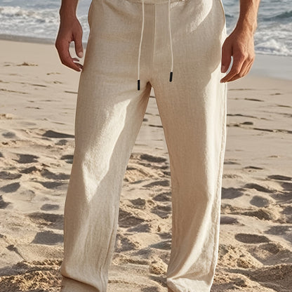 Pantaloni da uomo | Pantaloni Regular Fit con gamba dritta | Vita con coulisse | Stile estivo casual