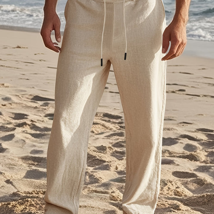 Herrenhose | Regular Fit Hose mit Geradem Bein | Kordelzugbund | Lässiger Sommerstil