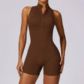 Ärmelloser Fitness Jumpsuit für Damen mit Reißverschluss