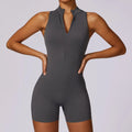 Ärmelloser Fitness Jumpsuit für Damen mit Reißverschluss