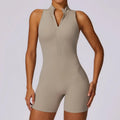 Ärmelloser Fitness Jumpsuit für Damen mit Reißverschluss