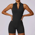 Ärmelloser Fitness Jumpsuit für Damen mit Reißverschluss