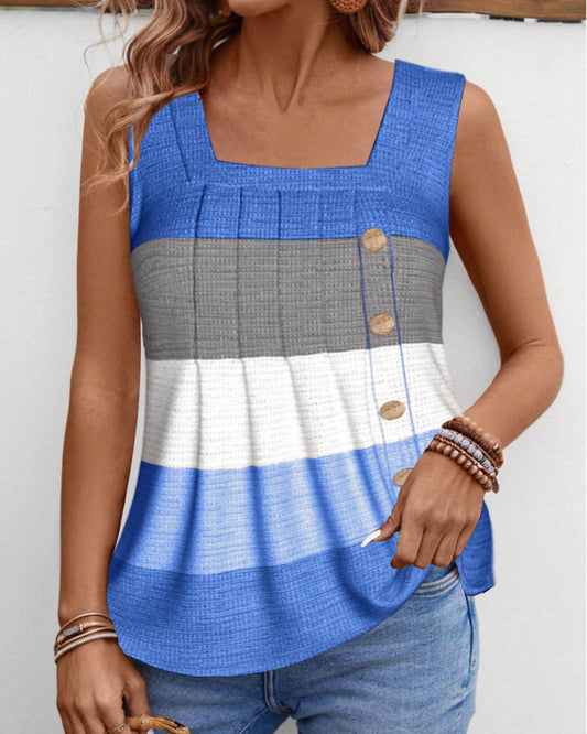 Ärmelloses Tanktop Damen mit Knopfdetail