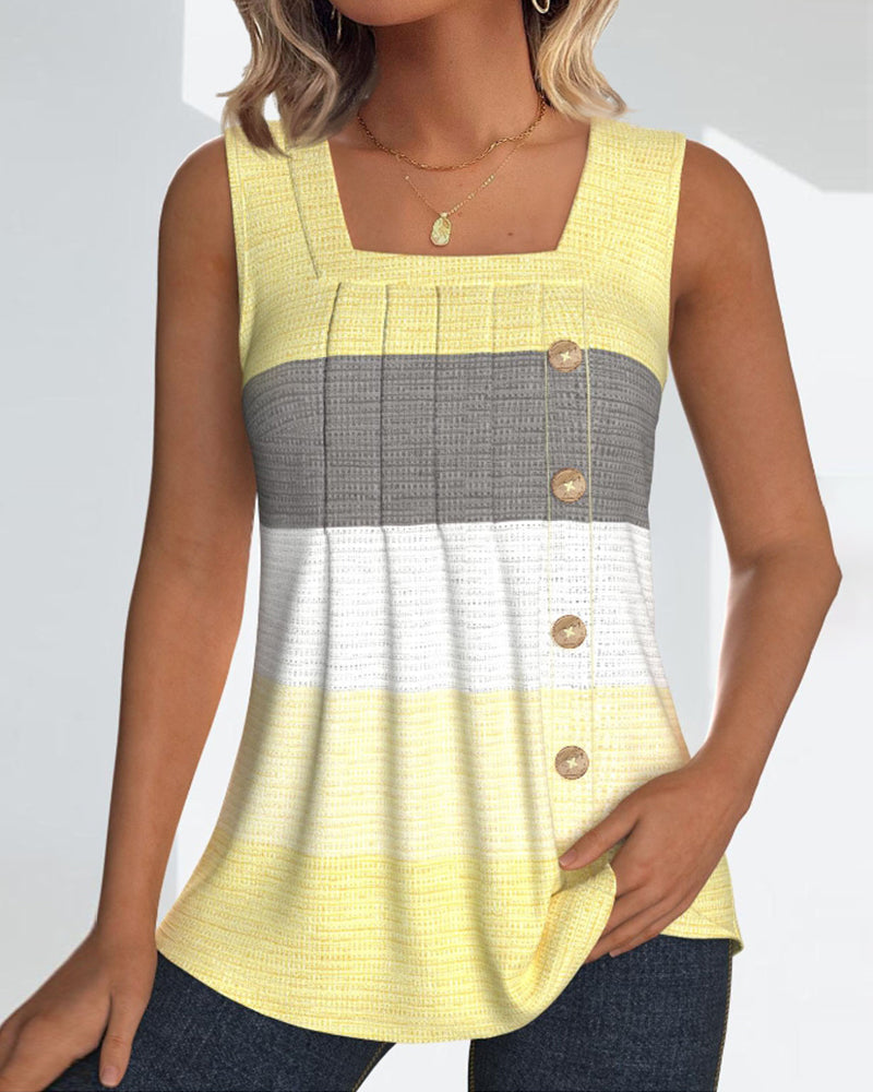 Ärmelloses Tanktop Damen mit Knopfdetail