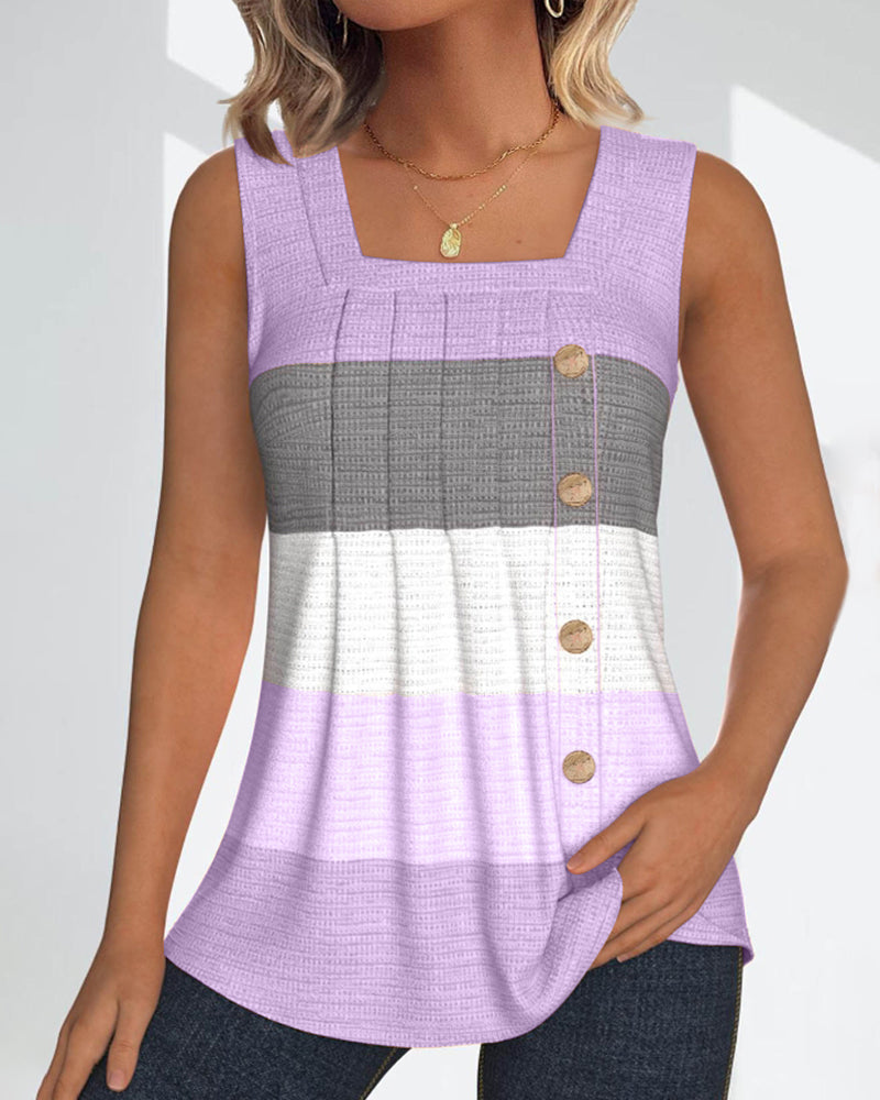Ärmelloses Tanktop Damen mit Knopfdetail